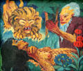 Death in the Desert painting from Saint Mary of Egypt Triptych by Emil Nolde at Hamburg Fine Arts Museum. Hamburg, Germany.