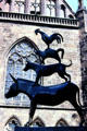 Town Musicians of Bremen sculpture by Gerhard Marcks, a symbol of the city, which relates story by Brothers Grimm about four animals who scared away robbers & found a new life. Bremen, Germany