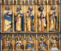 Details of crucifixion altar with Apostles & Saints at St Mary's Church. Rostock, Germany.