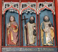 Philip, Andrew & Peter Apostle figures from wooden Crucifixion altar at Schleswig Holstein State Museum. Schleswig, Germany.