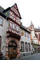 Old half timbered post office & St Peter's Church. Bacharach, Germany.