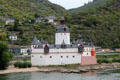 Pfalzgrafenstein Castle, toll castle on the Falkenau island, aka Pfalz Island, in the Rhine River. Kaub, Germany