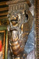 Carved lion on pillar at Lenbachhaus. Munich, Germany.