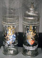 Two glass Humpens with arms of Pfalzgrafen Otto Heinrich II von Sulzbach & his wife Dorothea Maria von Württemberg at Bavarian National Museum. Munich, Germany.