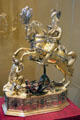 Gilded silver drinking game in form of St George Dragonslayer by Jakob I Miller from Augsburg at Bavarian National Museum. Munich, Germany.
