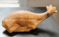 Handle of vessel in shape of reclining gazelle of alabaster from East Delta at Museum Ägyptischer Kunst. Munich, Germany.