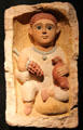 Coptic tomb stela for boy with grapes & dog of limestone from Antinoopolis at Museum Ägyptischer Kunst. Munich, Germany