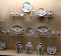 Array of Meissen porcelain painted after Japanese patterns at Meissen porcelain museum at Lustheim Palace. Munich, Germany.