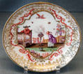 Meissen porcelain small plate with Chinese painting by A.E. Wald or S. Hosennestel at Meissen porcelain museum at Lustheim Palace. Munich, Germany.