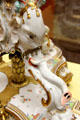Detail of Meissen porcelain elephant candelabra by Johann Joachim Kaendler at Meissen porcelain museum at Lustheim Palace. Munich, Germany.
