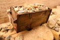Model of early mining operation with cart & primitive track at Fugger und Welser Erlebnismuseum. Augsburg, Germany.