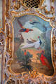 Painting of exotic birds & animals set in Rococo framing in ballroom in Municipal Art Gallery at Schaezler Palace. Augsburg, Germany.