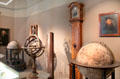 Antique tall clock & globes at Maximilian Museum. Augsburg, Germany.