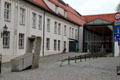 Sculpted ramp up to Augsburg Cathedral Museum. Augsburg, Germany.