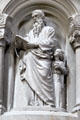 Evangelist St Matthew with Angel symbol carved on pulpit at Bamberg Cathedral. Bamberg, Germany.