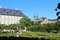 Michaelsberg Abbey over New Residence palace & gardens. Bamberg, Germany.