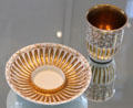 Meissen porcelain chocolate cup with gold decor at Bamberg Old Town Hall Museum of Faience & Porcelain. Bamberg, Germany.