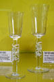 Wine glasses with doves etched in stems by René Jules Lalique of France at Coburg Castle. Coburg, Germany.