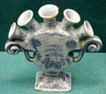 Faience vase with five spouts painted blue Chinese-style scene from Ansbach at Germanisches Nationalmuseum. Nuremberg, Germany.