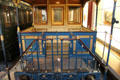 Audience end of terrace rail car on private train of King Ludwig II of Bavaria at Nuremberg Transport Museum. Nuremberg, Germany.