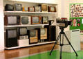 Collection of televisions at Museum of Communications in Nuremberg Transport Museum. Nuremberg, Germany