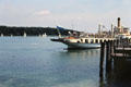 Tourist ferry between town of Prien am Chiemsee & Herren Insel, location of Herrenchiemsee New Palace. Chiemsee, Germany