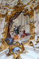 Baroque painting by Jo. Jacob Zeiller of King Ludwig receiving statue of Madonna & Child, later an object of pilgrimage for which Ettal Benedictine Abbey is known. Ettal village, Germany
