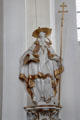 Statue of church father St Jerome with symbols Cardinal's hat & skull at Wieskirche. Steingaden, Germany.