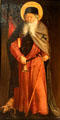 St. Anthony the Hermit painting with his attributes, a pig & a bell, at museum of Kloster Wiblingen. Ulm, Germany.