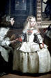 Royal princess detail of painting of Family of Philip IV by Diego Velázquez in Prado Museum. Madrid, Spain.