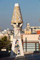 Rocket-like chimney atop Palau Güell. Barcelona, Spain.