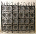 Modernista iron gates from Casa Vicens in Barcelona by Antoni Gaudí at Museu Nacional d'Art de Catalunya. Barcelona, Spain.