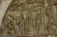 Detail of separation of blessed from damned at Last Judgment on tympanum of Cathedral St Lazarre. Autun, France.
