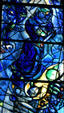 Detail of old Testament scene from stained-glass by Marc Chagall in Cathedral. Metz, France.