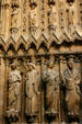 Annunciation by Archangel Gabriel to Mary & Mary visiting Elizabeth on Reims Cathedral. Reims, France.