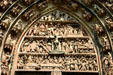 Crucifixion carvings over central door of Cathedral. Strasbourg, France.