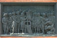 Relief of impact of printing on base of Statue of Guttenberg showing signing of American Declaration of Independence & distribution of printed copies. Strasbourg, France.