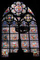Life of Virgin stained glass window in Notre Dame Cathedral. Paris, France.