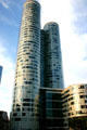 Round ends of Cur Défense buildings at La Défense. Paris, France.