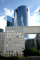 Société Générale tower over Villages de l'Arche at La Défense. Paris, France.