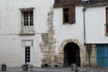 Ancient streetscape of Rue Saint-Julien le Pauvre in Latin Quarter. Paris, France.