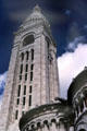 Bell tower at Basilica of Sacred Heart on Montmartre. Paris, France.