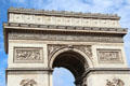 Upper level artwork on Arc du Triomphe. Paris, France.