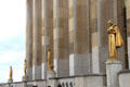 Line of Art Deco sculptures along esplanade of Palais de Chaillot. Paris, France.