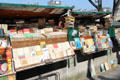 Book stalls on wall of Seine River. Paris, France