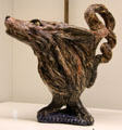 Ceramic ewer in form of wolf's head emerging from rustic wood by Charles-Joseph Landais of Tours, France at Museum of Decorative Arts. Paris, France.