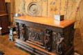 Oak chest carved with death of Adonis from Normandy at Museum of Decorative Arts. Paris, France.