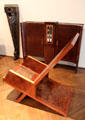 Reading armchair with fixed reclining back & flip up light source by Pierre Legrain at Museum of Decorative Arts. Paris, France.