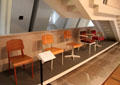 Series of office chairs by Jean Prouvé of France at Museum of Decorative Arts. Paris, France.