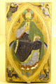 Enameled bookbinding plaque with Christ & Evangelist symbols from Spain or Limoges at Cluny Museum. Paris, France.